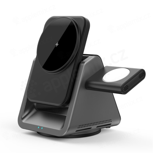 Bezdrôtová nabíjačka Coolpad 2v1 Qi WIWU pre Apple iPhone / AirPods - Podpora MagSafe - Čierna
