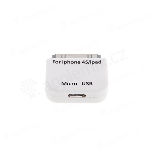 Redukce micro USB / 30pin konektor pro Apple iPhone / iPad / iPod - bílá