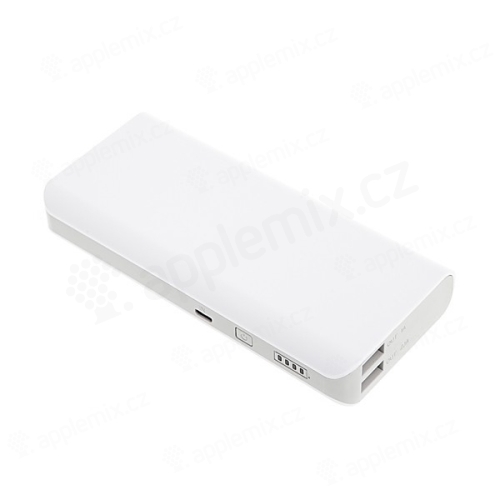 Externí baterie / power bank 15000mAh s 2x USB porty (1A, 2.1A) - bílá