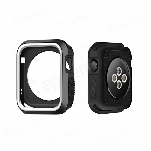 Kryt / rámček pre Apple Watch 38 mm série 1 / 2 / 3 - športový - silikónový - čierny / biely
