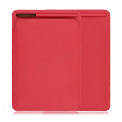 Puzdro/kryt pre Apple iPad veľkosti 9,7" / 10,2" / 10,5" - vrecko na Apple Pencil - umelá koža - červené