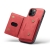 Kryt DG.MING pre Apple iPhone 13 - stojan + odnímateľná peňaženka - syntetická koža - červený