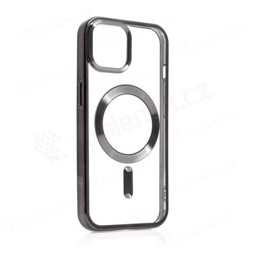 Kryt SWISSTEN Clear Jelly MagStick Metal pro Apple iPhone 15 - průhledný / černý