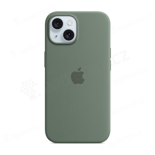 Originální kryt pro Apple iPhone 15 - MagSafe - silikonový - cypřišově zelený