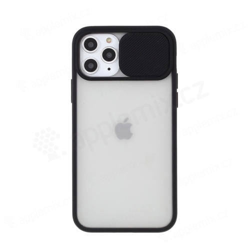 Kryt pro Apple iPhone 11 Pro - plastový / gumový - posuvná krytka fotoaparátu - průhledný / černý
