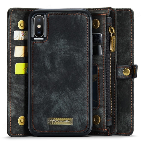 CASEME puzdro pre Apple iPhone X / Xs - peňaženka + odnímateľný kryt telefónu - priehradka na doklady - sivé