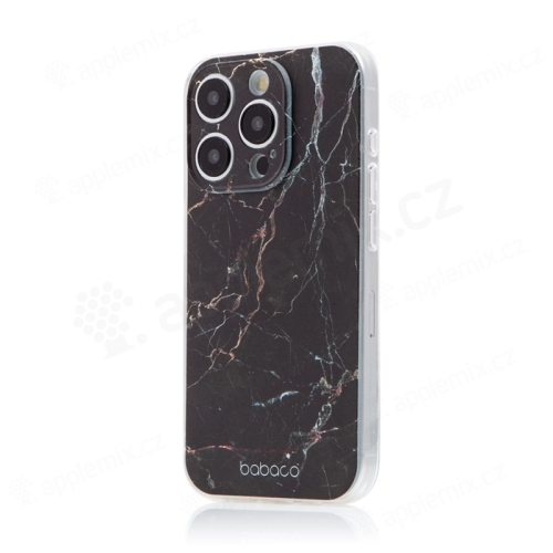 Kryt BABACO pro Apple iPhone 15 Pro - gumový - černý mramor