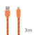 Synchronizačný a nabíjací kábel Lightning pre Apple iPhone / iPad / iPod - Šnúrka na zavesenie - Plochý oranžový - 3 m