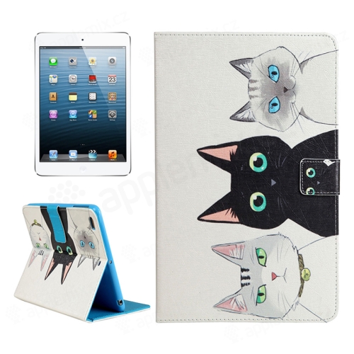 Pouzdro / kryt pro Apple iPad mini / mini 2 / mini 3 / mini 4 - integrovaný stojánek - bílé - kočky