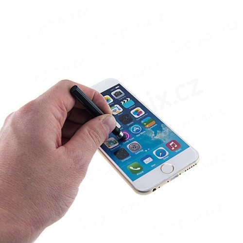 Dotykové pero / stylus + antiprachová záslepka na jack konektor pro Apple iPhone / iPad / iPod - černé