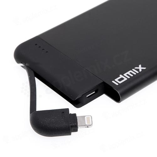 Externí baterie / power bank IDMIX - MFi certifikovaná - 4100 mAh - Lightning - vstup Micro USB - černá / šedá
