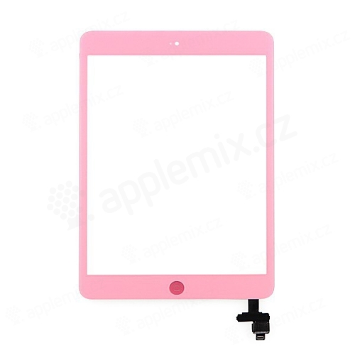 Dotykové sklo (digi displej) + konektor IC a flex s tlačidlom Home Button pre Apple iPad mini / mini 2 (Retina) - ružové