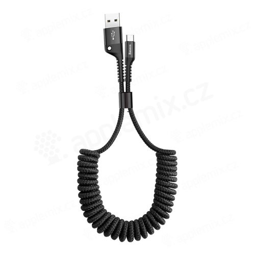 Synchronizační a nabíjecí kabel USB-A na USB-C BASEUS - spirálový - černý - tkanička - 1m