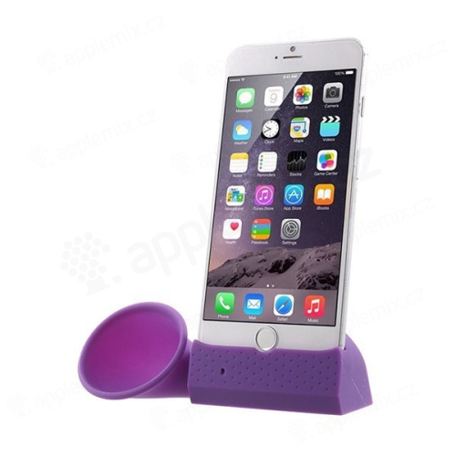 Přenosný silikonový stojánek se zesilovačem zvuku pro Apple iPhone 6 Plus / 6S Plus / 7 Plus - fialový