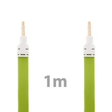 Noodle style propojovací audio jack kabel 3,5mm pro Apple iPhone / iPad / iPod a další zařízení - zelený s bílými koncovkami