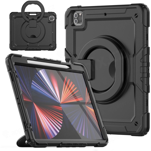 Kryt / pouzdro pro Apple iPad Pro 12,9" (2018 - 2022) - outdoor - stojánek  - plastový / silikonový - černý