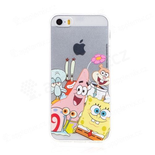 Kryt Sponge Bob pre Apple iPhone 5 / 5S / SE - gumový - Sponge Bob s priateľmi