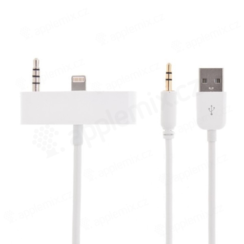Synchronizační, nabíjecí a 3,5 mm AUX audio propojovací kabel pro Apple iPhone 5 - bílý