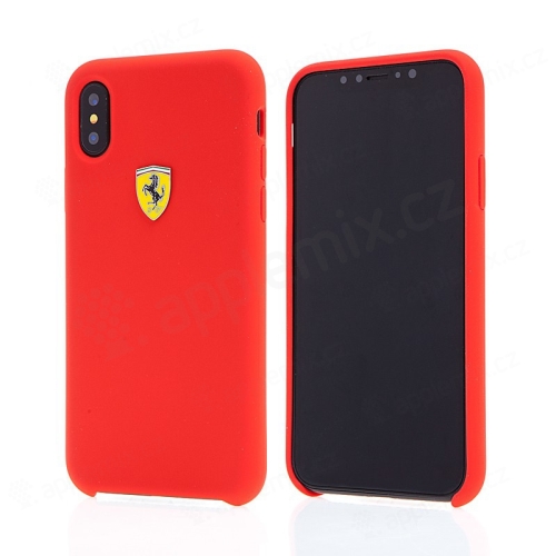 Kryt FERRARI pro Apple iPhone X - plastový / silikonový - logo Ferrari - červený