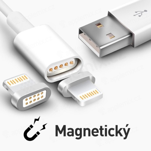 Magnetický nabíjecí kabel Lightning pro Apple iPhone / iPad / iPod - bílý - 1m