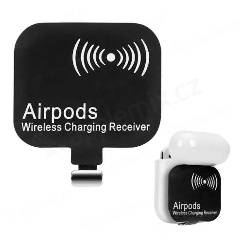 Bezdrôtová nabíjacia podložka / prijímač Qi pre Apple Airpods s konektorom Lightning - čierna