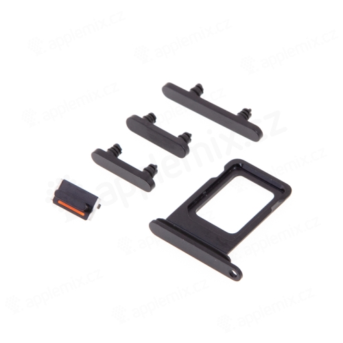 Puzdro / zásuvka na kartu Nano SIM + bočné tlačidlá pre Apple iPhone 12 - čierne - Kvalita A+