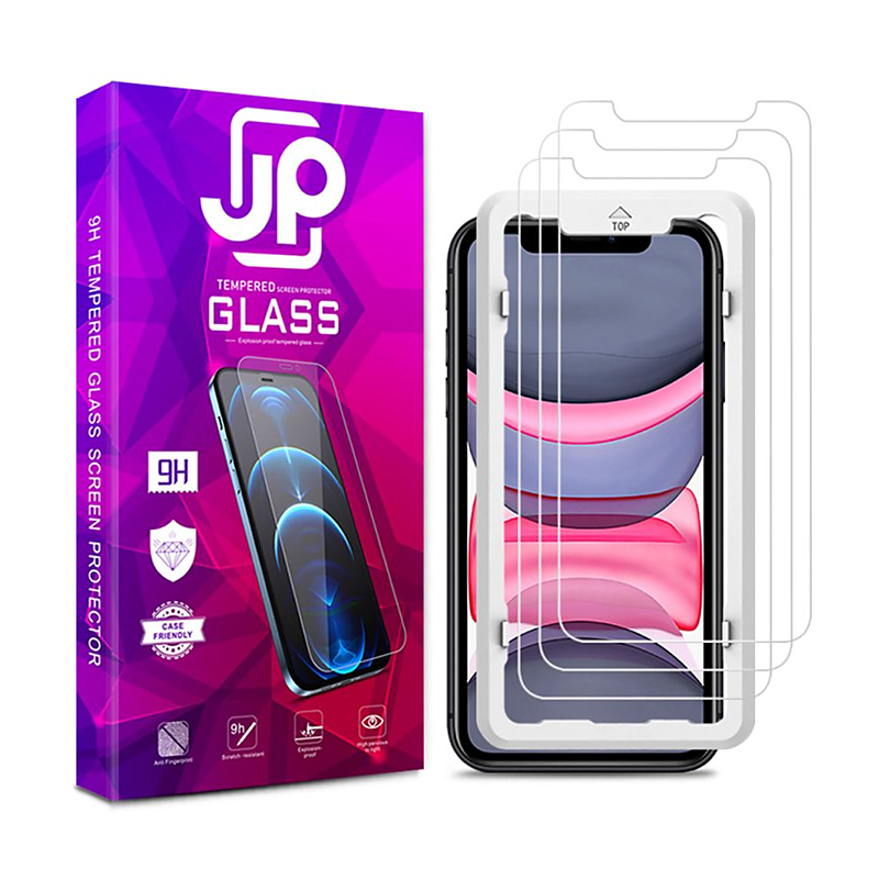 Tvrzené sklo (Tempered Glass) JP Long Pack pro Apple iPhone 12 - čiré - sada 3 kusů + aplikátor