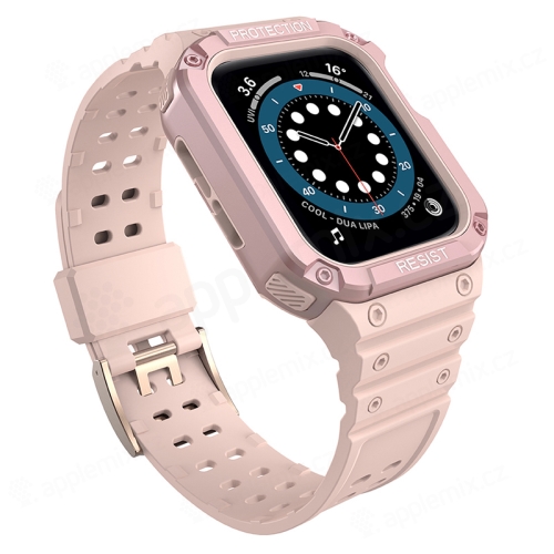 Kryt / puzdro pre Apple Watch 44 mm / 45 mm - celé telo + remienok - odolné - ružové
