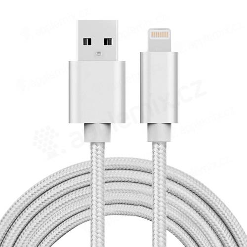 Synchronizační a nabíjecí kabel - Lightning pro Apple zařízení - tkanička - kovové koncovky - stříbrný - 1m