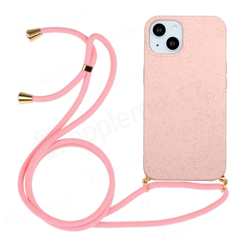 Kryt pre Apple iPhone 14 Plus - slamka - so šnúrkou - gumový - ružový