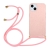 Kryt pro Apple iPhone 14 - slaměné kousky - se šňůrkou - gumový - růžový