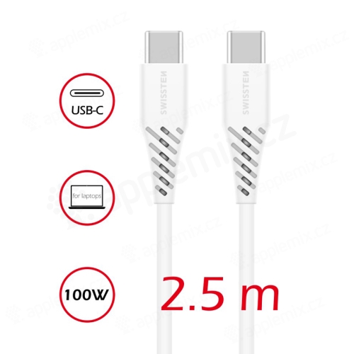Nabíjací kábel SWISSTEN pre Apple iPhone / iPad - USB-C / USB-C - 2,5 m - 100 W - biely