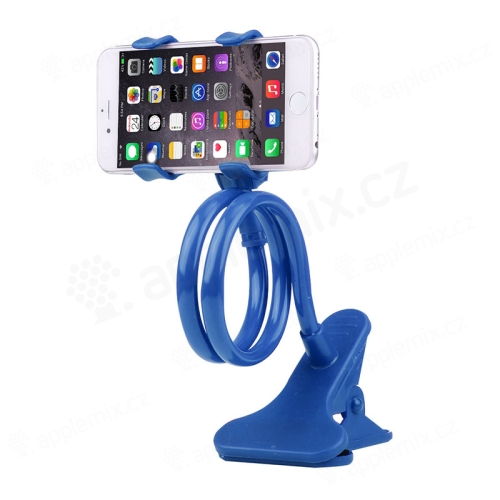 Držák / stojan pro Apple iPhone - ohebný - s klipem - plast / kov - modrý