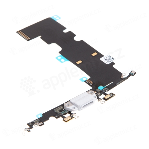 Napájací a dátový konektor s flex káblom + GSM anténa + mikrofóny pre Apple iPhone 8 Plus - sivá - kvalita A+