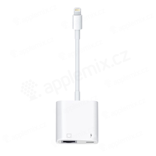 Konektor / adaptér pre Apple iPhone / iPad - Lightning / ethernet + Lightning - biely