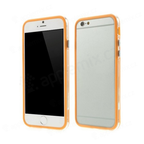 Plasto-gumový rámeček / bumper pro Apple iPhone 6 / 6S - oranžový s průhledným pruhem
