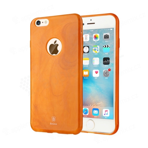 Kryt BASEUS pre Apple iPhone 6 Plus / 6S Plus gumový / s výrezom na logo - mramorová textúra - oranžový