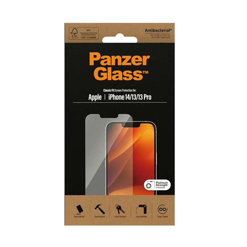 Tvrzené sklo (Tempered Glass) PANZERGLASS pro Apple iPhone 13 / 13 Pro / 14 - 2,5D - přední - čiré