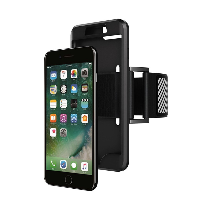 Sportovní pouzdro / kryt pro Apple iPhone 7 Plus / 8 Plus - pásek na ruku - gumové - černé