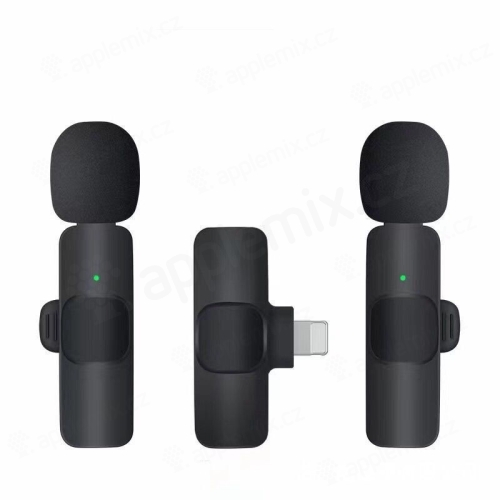 Mikrofon pro Apple iPhone - sada 2 kusů - Lightning - bezdrátové spojení - USB-C nabíjení - černý