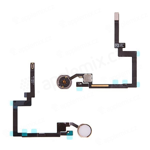 Obvod tlačidla Domov + pripojovací flex + tlačidlo Domov pre Apple iPad mini 3 - Biely so zlatým tlačidlom