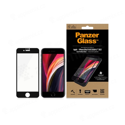 Tvrdené sklo PANZERGLASS pre Apple iPhone 6 / 6S / 7 / 8 / SE (2020) / SE (2022) - 2.5D - Case Friendly - čierny rám
