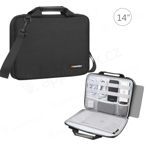HAWEEL puzdro / taška pre Apple MacBook 14 / 15" - priehradky na vybavenie - látka - čierna