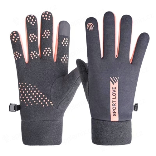 Športové rukavice s dotykovým displejom - dámske - čierne / ružové