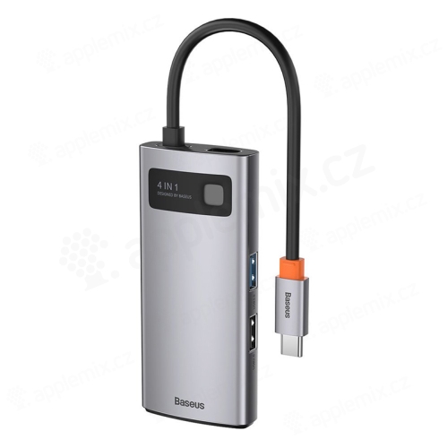 Dokovacia stanica / replikátor portov BASEUS 4v1 - USB-C na USB-C + HDMI + 2x USB-A - sivá