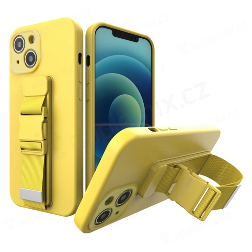 Kryt pre Apple iPhone 13 mini - remienok / šnúrka - gumový - žltý