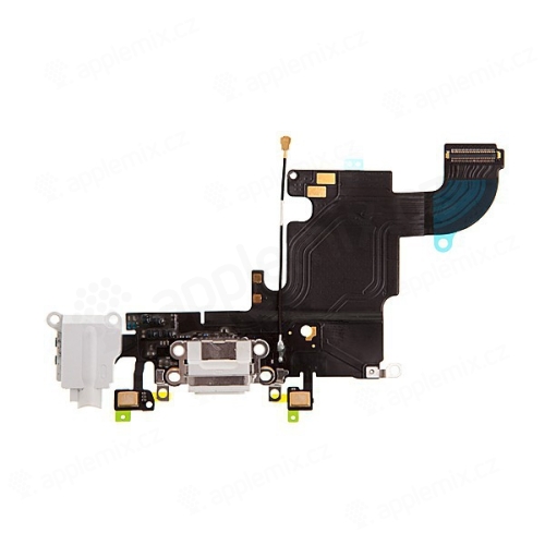 Napájací a dátový konektor s flex káblom + audio jack konektor + GSM anténa + mikrofóny pre Apple iPhone 6S - biely - kvalita A+