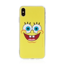 Kryt Sponge Bob pro Apple iPhone Xs Max - gumový - vysmátý Sponge Bob