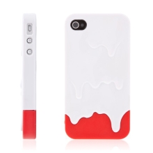 Plastový kryt pro Apple iPhone 4 / 4S - tající zmrzlina - bílo-červený