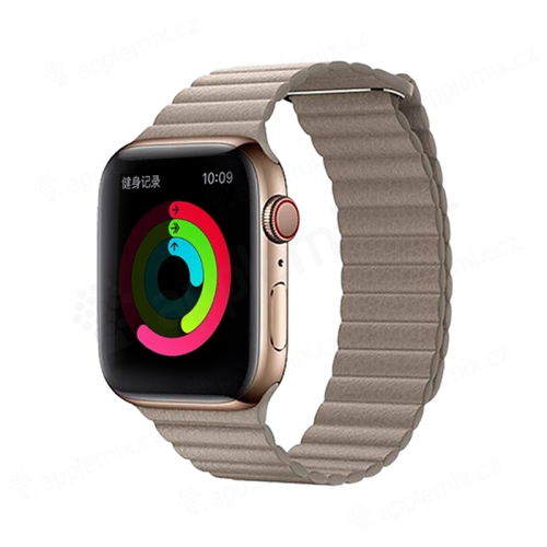 Řemínek DEVIA pro Apple Watch 42mm / 41mm / 40mm / 38mm - umělá kůže - kamenně hnědý